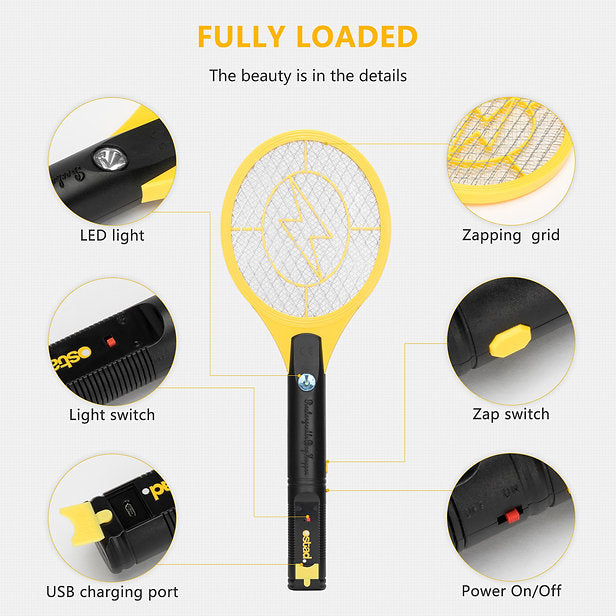 ZappiBug Matamoscas Eléctrico - Versión Recargable USB